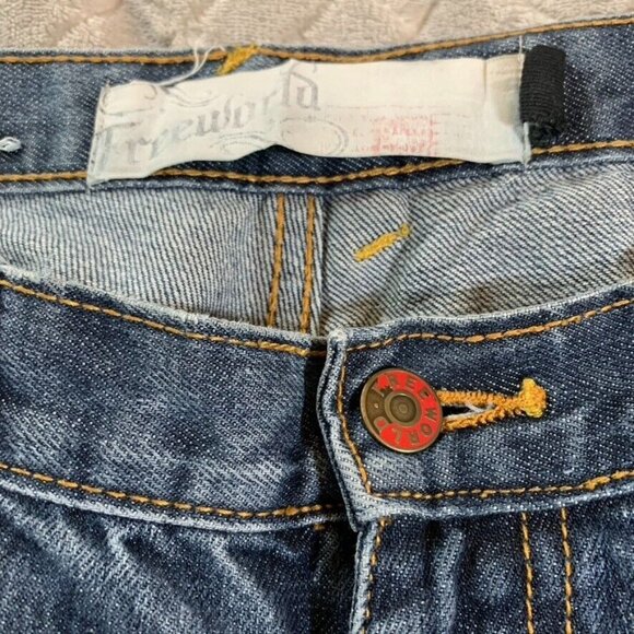 Free World Mens 34x30 Denim Jeans Blue Relaxed Straight Medium Wash 100% Cotton - Picture 5 of 14